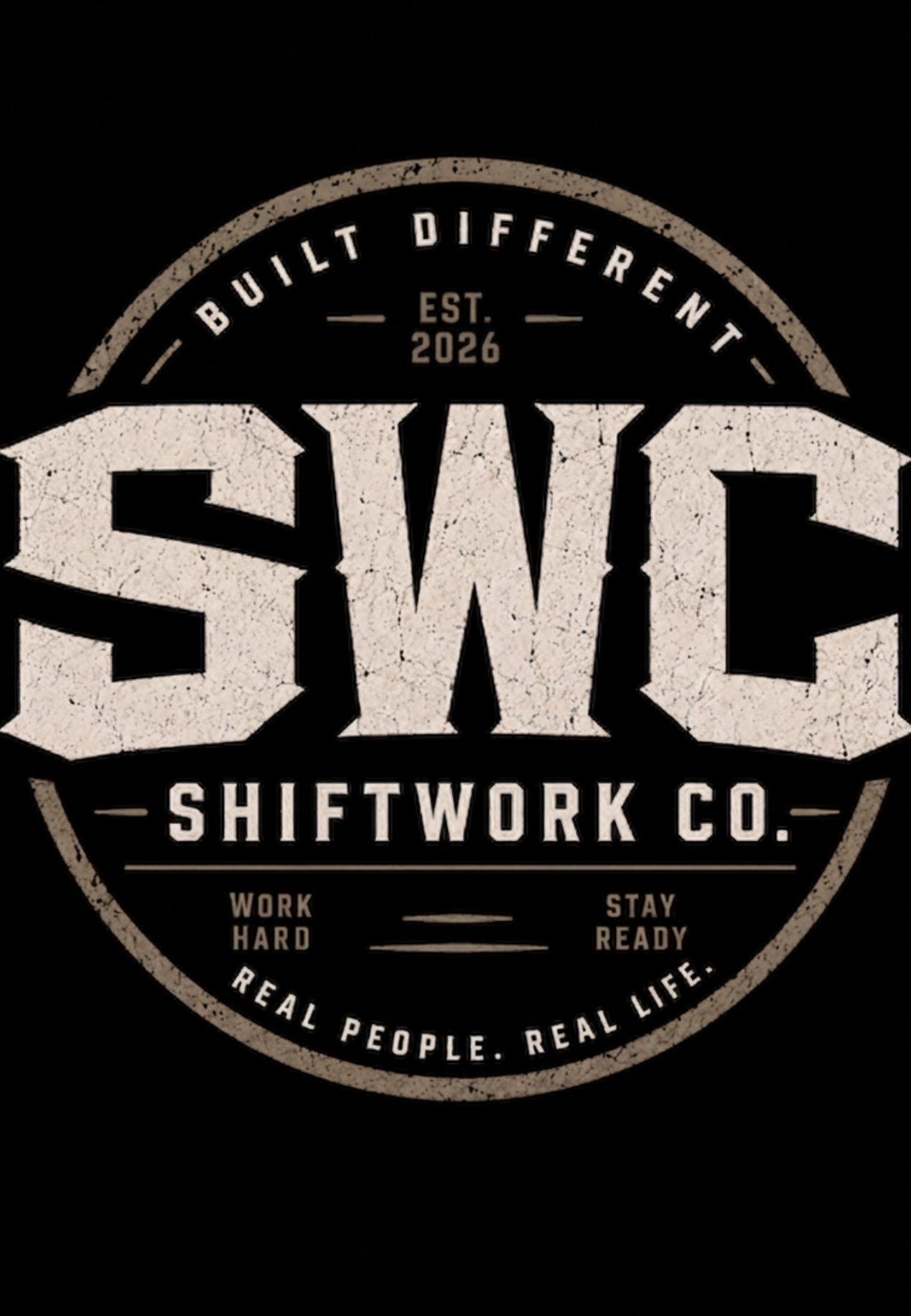 Shiftwork Co. logo with text on a black background